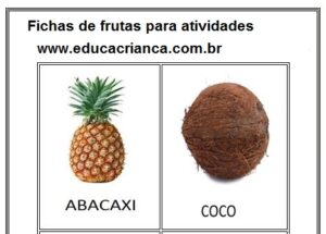 Atividade com iniciais, atividade com frutas, Projeto as frutas, Frutas