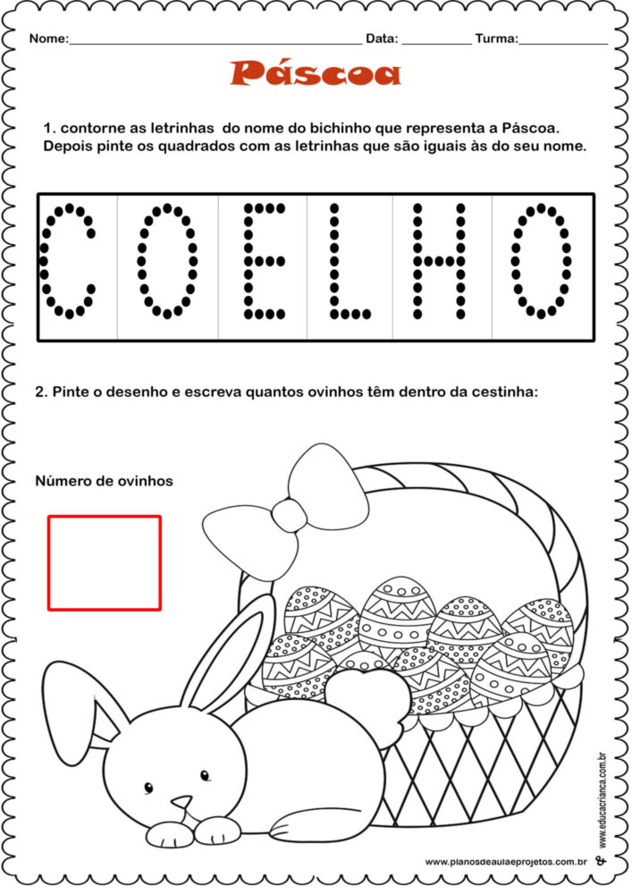 Atividades de páscoa para imprimir - Educa Criança